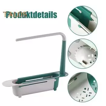 Телескопическая полка для хранения раковины, универсальная, простая установка, вентилируемая кухонная сушилка для посуды, выдвижной держатель для губки жёлтый