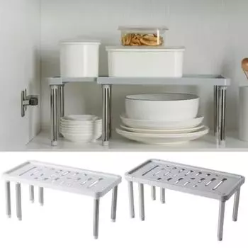 Телескопическая полка для обуви из нержавеющей стали, держатель для шкафа, полки для гардероба, штабелируемая полка для хранения тарелок белый