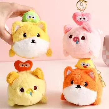 Телескопическая растягивающаяся подвеска в виде свиньи, брелок в виде щенка на шнурке, подвеска в виде автомобильного ключа orange-dog