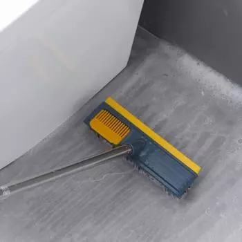 Телескопическая щетка для мытья пола Yousheng с длинной ручкой 2 в 1 с жесткой щетиной для душа с резиновым скребком Аксессуары для ванной комнаты синий