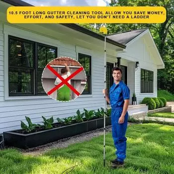 Телескопическая щетка для очистки водостоков Инструмент для очистки водостоков с 8 съемными телескопическими штангами чёрный