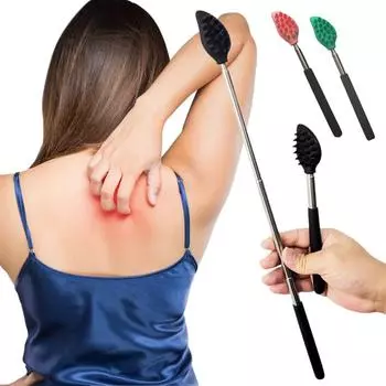 Телескопическая щетка с длинной ручкой из нержавеющей стали, не требующая зуда и царапин, массажная щетка с двухсторонней силиконовой щеткой чёрный