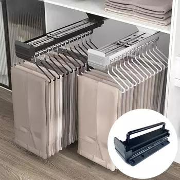 Телескопическая штанга для вешалок для одежды, вешалка для одежды и брюк в домашнем гардеробе, многофункциональное хранилище и выдвижная вешалка для одежды