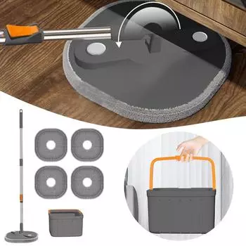 Телескопическая швабра с вращающимся ведром на 360°, гибкая и прочная, для мытья полов, аксессуары для чистки пола