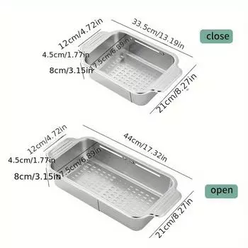 Телескопическая сливная корзина для раковины из нержавеющей стали идеально подходит для мытья фруктов и овощей