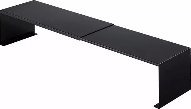 Телескопическая стиральная машина Yamazaki Jitsugyo с полкой над сливом черного цвета. W37-64 x D15 x H12cm Башня Скрыть сливной шланг Предотвращение пыли Место для хранения