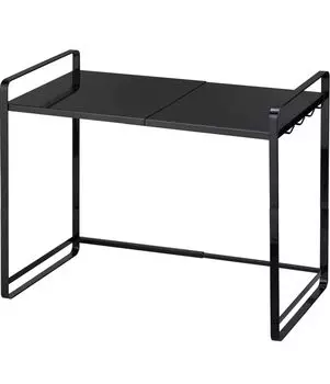 Телескопическая стойка Yamazaki Jitsugyo 3131, черная, прибл.. Телескопическая полка для микроволновой печи W47.5~75 x D35 x H50см с крючком