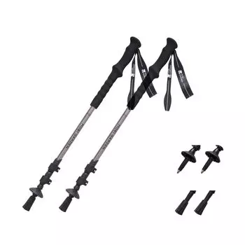 Телескопическая треккинговая палка MOBI GARDEN, легкая, 210 г, набор из 2 шт., 3-х уровневая телескопическая алюминиевая скалолазная палка, компактная альпинистская трость серый