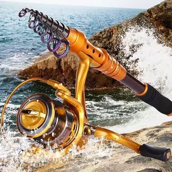 Телескопическая удочка 1,8–3,0 м + 14BB AF2000-5000 Спиннинговая катушка Комбинированная катушка для удочки 1.8M & AF2000