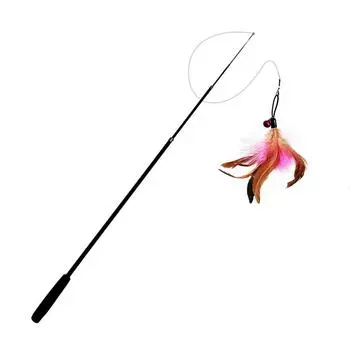 Телескопическая удочка для кошек из четырех секций - Выдвижная удочка для кошек, забавная удочка для кошек, стальная проволока, длинная палка, перо, милая, для саморазвлечения, для снятия стресса, игрушка для питомца