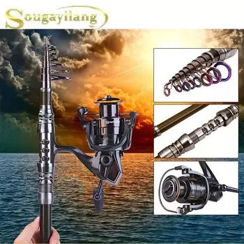 Телескопическая удочка для морской и пресноводной воды или спиннинговая рыболовная катушка — рыболовные снасти идеально подходят 1.8m&wq2000