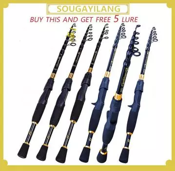 Телескопическая удочка для спиннинга и удочки для путешествий, пресноводный соленый окунь, песка Spinning Rod 1.8M