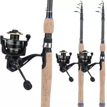 Телескопическая удочка и катушка 1,8-2,7 м, спиннинговая удочка с рыболовной катушкой 11 + 1BB, рыболовные снасти 1.8m&2000