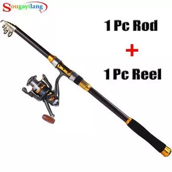 Телескопическая удочка и спиннинговая катушка 11BB с деревянной ручкой Катушка для ловли карпа на лодке с морской водой 2.1M Rod 1000 Reel