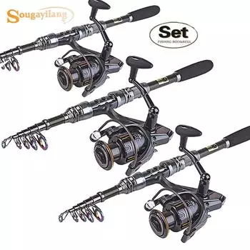 Телескопическая удочка и спиннинговая катушка из углеродного волокна, снасти для морской и пресноводной рыбалки 2.1M-3000 Reel