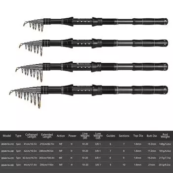 Телескопическая удочка и спиннинговая катушка, комплект рыболовных приманок для лески 28349-TA-210