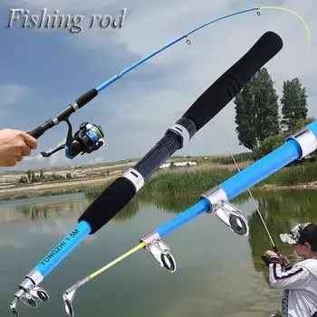 Телескопическая удочка из металла синего цвета, аксессуары для рыболовных снастей, спортивная удочка для рыбалки на открытом воздухе, удочка 43 cm синий