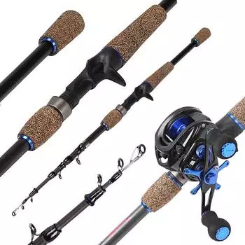 Телескопическая удочка из углеродного волокна 1,8-2,4 м, литейная удочка, приманка, удочка для ловли окуня и форели 1.8 m