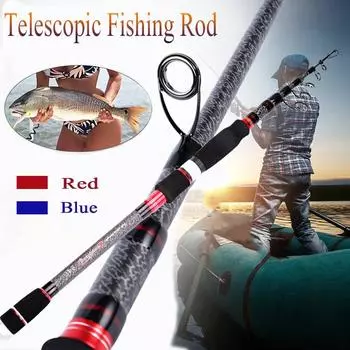 Телескопическая удочка, красная/синяя, 99% ручка из корбонового волокна, спиннинговая удочка, рыболовные снасти для окуня 1.8M красный