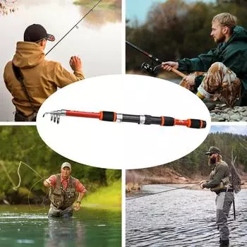 Телескопическая удочка с эргономичной ручкой, портативный карповый спиннинг, выдвижная удочка, рыболовное оборудование темно-оранжевого