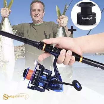 Телескопическая удочка со спиннинговой катушкой Прочная и долговечная комбинированная удочка Портативные рыболовные снасти 1.8mRod&2000Reel