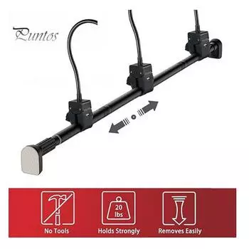 Телескопическая вешалка для гирлянд, регулируемая, простая в установке, прочная, не подверженная повреждениям, держатель для рождественских украшений, крючок для венков чёрный