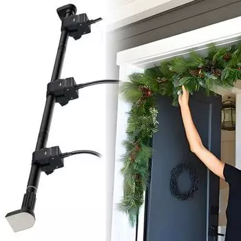 Телескопическая вешалка для гирлянд, регулируемая, простая в установке, прочная, не подверженная повреждениям, держатель для рождественских украшений, крючок для венков чёрный