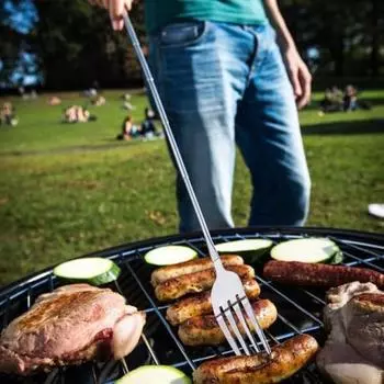 Телескопическая вилка, телескопическая ложка, нержавеющая сталь, нож для гриля, выдвижная, 8,7–25,4 дюйма, ужин B