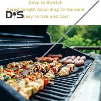 Телескопическая вилка, телескопическая ложка, нержавеющая сталь, нож для гриля, выдвижная, 8,7–25,4 дюйма, столовые вилки, устойчивые к ржавчине, столовые приборы для барбекю, десертов, фруктов A