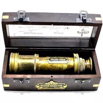 Телескопическая зрительная труба из цельной латуни 16 дюймов с дисплеем в деревянном ящике