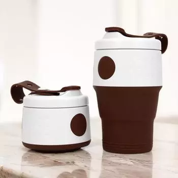 Телескопические чашки для занятий спортом на открытом воздухе. Силиконовые складные кофейные чашки для путешествий с ручными чашками. Сжатые чашки. 395ml фиолетовый