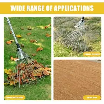Телескопические металлические грабли Yousheng, регулируемые выдвижные садовые грабли для листьев, грабли с когтями и длинной ручкой, грабли для ногтей, инструмент для очистки газона на заднем дворе серебряный