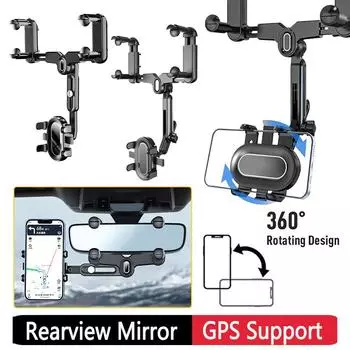 Телескопический держатель для телефона в автомобиль, зеркало заднего вида в салоне автомобиля, GPS, поддержка мобильного телефона, выдвижной кронштейн для автомобильного видеорегистратора
