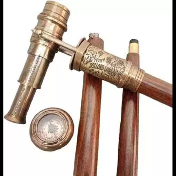 Телескопический компас, спрятанный на деревянной трости для ходьбы