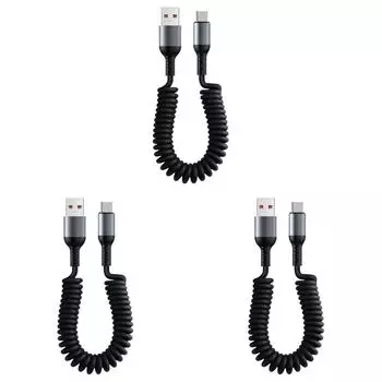 Телескопический провод для быстрой зарядки, 66 Вт, пружинный USB-кабель 6 А (USB-тип C)