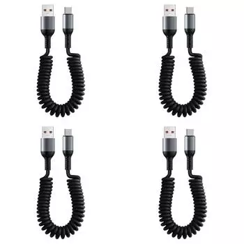 Телескопический провод для быстрой зарядки, 66 Вт, пружинный USB-кабель 6 А (USB-тип C)