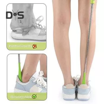 Телескопический рожок для обуви из нержавеющей стали с противоскользящей ручкой для пожилых мужчин, женщин, детей, повседневные спортивные туфли, помощник, подъемник для обуви, аксессуары для обуви оранжевый