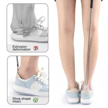 Телескопический рожок для обуви из нержавеющей стали с противоскользящей ручкой для пожилых мужчин, женщин, детей, повседневные спортивные туфли, помощник, подъемник для обуви, аксессуары для обуви серебряный