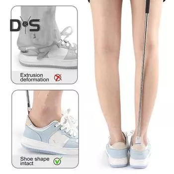 Телескопический рожок для обуви из нержавеющей стали с противоскользящей ручкой для пожилых мужчин, женщин, детей, повседневные спортивные туфли, помощник, подъемник для обуви, аксессуары для обуви серебряный