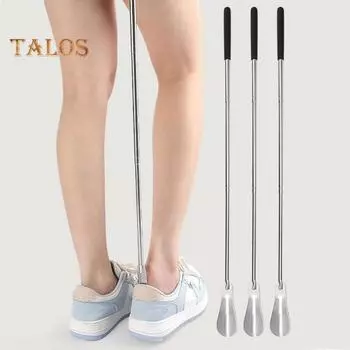 Телескопический рожок для обуви из нержавеющей стали с противоскользящей ручкой для пожилых мужчин, женщин, детей, повседневные спортивные туфли, помощник, подъемник для обуви, аксессуары для обуви серебряный