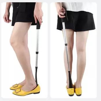 Телескопический рожок для обуви, регулируемый металлический рожок для обуви, с длинной ручкой, инструмент для быстрого ношения обуви для мужчин, женщин и детей чёрный