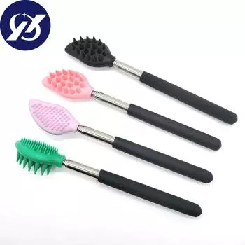 Телескопический скребок для спины, массажер для спины, скребок для спины, выдвижная силиконовая отшелушивающая щетка LM фиолетовый