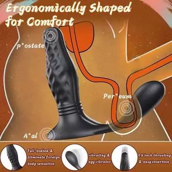 Телескопический вибрационный массажер простаты - Анальная пробка для мужчин с 10 режимами вибрации, секс-игрушка для взрослых для мощных оргазмов