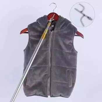 Телескопический захват из нержавеющей стали с крюком для захвата, съемник для штор, сушилка для одежды, съемник для рыболовной сети, портативный грузовой захват для дома 150 - mm чёрный