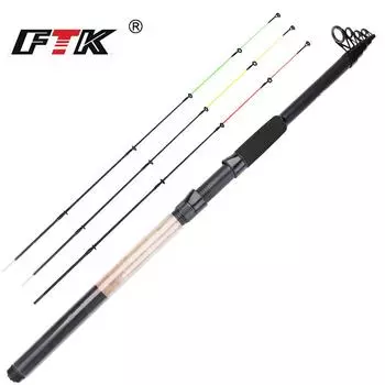 Телескопическое удилище FTK Rock Fishing Spin Fly Carp Feeder для ловли карпа из углеродного волокна 3 м 3,3 м 3,6 м Мини-удилище для путешествий с запасной головкой C.W 50-120G 3.0M