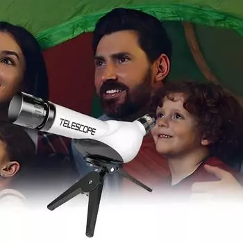 Телескопы для детей и начинающих. Астрономический телескоп с высоким разрешением и несколькими линзами. Портативный дорожный монокулярный телескоп для наблюдения за звездами на открытом воздухе. белый