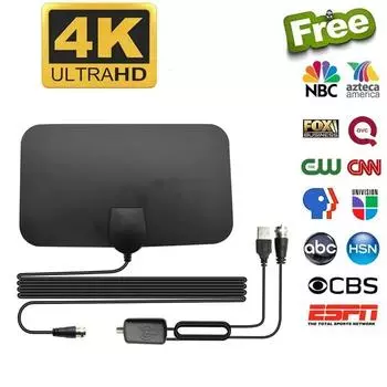 Телевизионная антенна 4K 25 дБ с высоким коэффициентом усиления HD TV DTV Box цифровая европейская вилка 3000 миль усилитель активная внутренняя антенна плоский дизайн