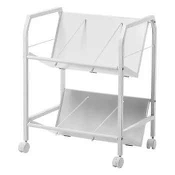 Тележка для файлов Sanwa Direct с 2 форматами А4, ширина 57 x глубина 40 x высота, грузоподъемность, ролики, ярусы, совместимая, 70 см, диагональ, 40 кг, 100-WG003W