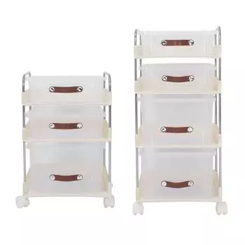 Тележка для хозяйственных нужд на колесах с ящиками, PP Clear, мобильная тележка для хранения хозяйственных нужд с фиксируемыми колесами для спальни 3 Tier 1 High 2 Low