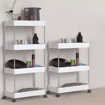Тележка для хранения, 3-х уровневая мобильная полка-органайзер, большая вместимость, простая установка, регулируемый дизайн, тележка для хранения на колесиках Four Layer